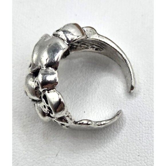 Silver Tone Multi Skull Ring Adjustable Gothic Style Unisex Jewelry - Picture 2 of 4